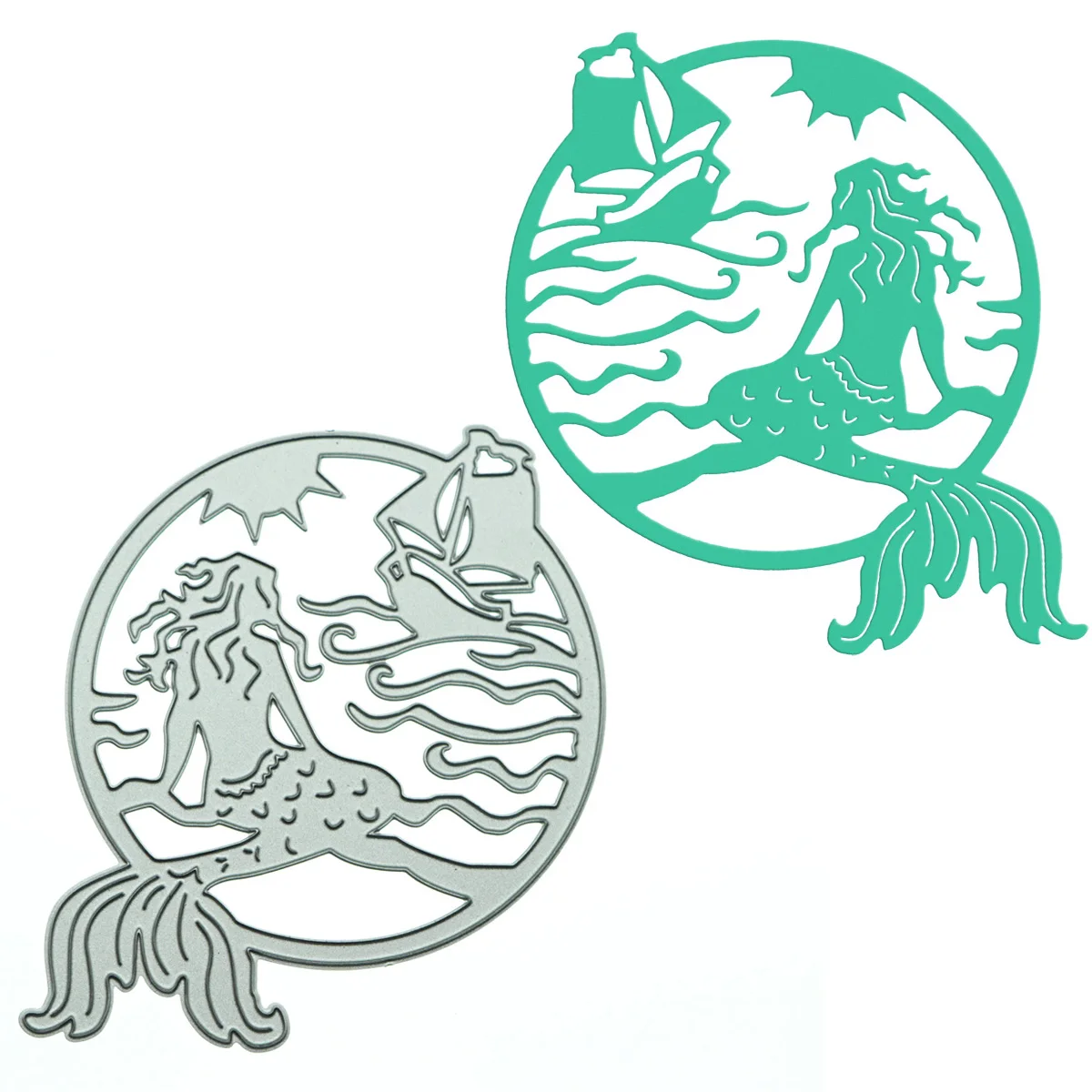 

Штамповочный резак с изображением сидячей русалки для декорирования карточек и металлических листов