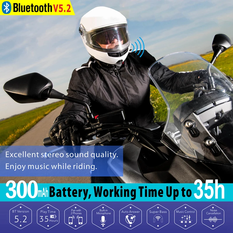 VR robot Long Standby Bluetooth 5.2 EDR Helmet Headset Wireless Motorcycle Headphones Handsfree Voice Assistant Music Player