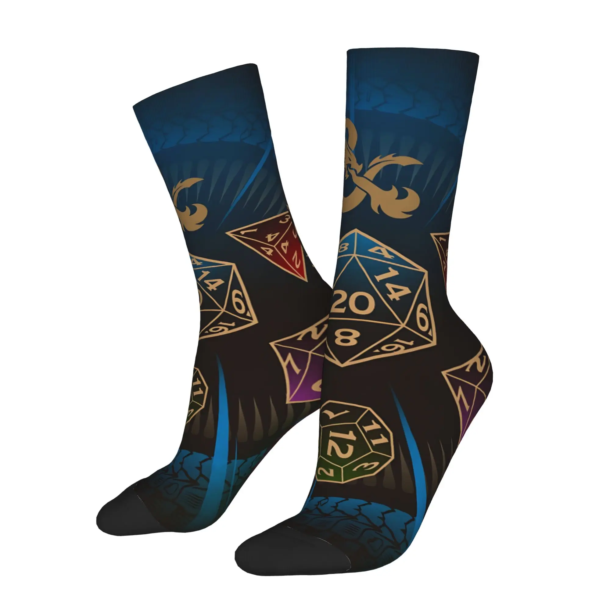 

1 Pair Funny Crazy Sock for Men The Fighter Hip Hop Harajuku D20 DD Pattern Printed Sock Novelty