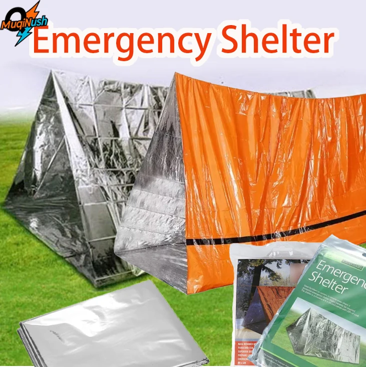 

MuqiNush 1/2Pcs Emergency Windproof Waterproof Foil Thermal Blanket Tent Outdoor Survival FirstAid Tactical Kit Camping Hiking