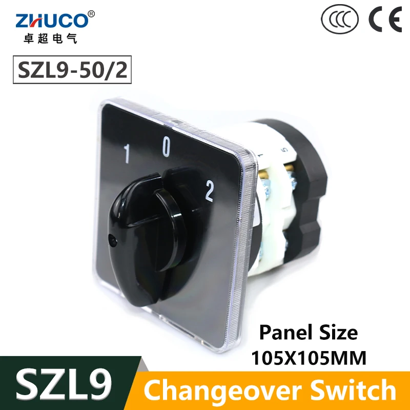 

ZHUCO SZL9-50/2 50A AC660V 2-полюсный 3-позиционный ВКЛ. ВЫКЛ 8 винтов Панель Реверсивный переключатель вперед Кулачковый переключатель