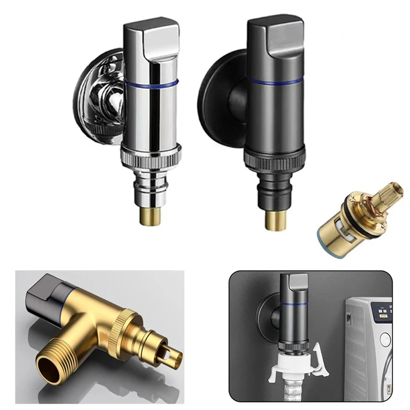 

Multi-Function Washing Machine Faucet Brass Water Stop Quick Opening Angle Valve Wall Mounted G1/2 Water Stop Clip Triangle Valv