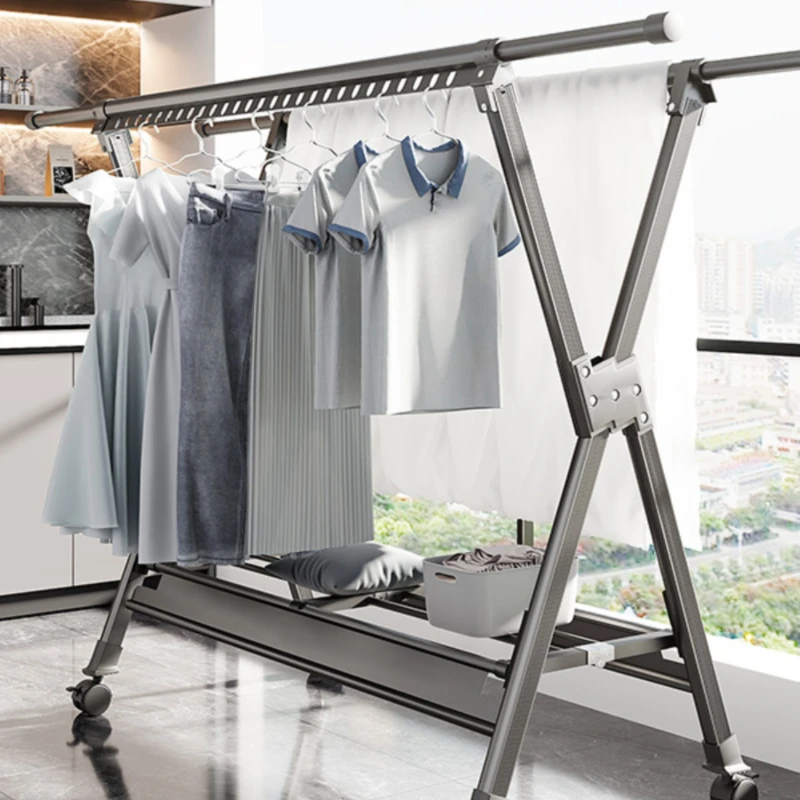 Clothes Hanger Balcony, Floor to Floor Folding Apartment, Scalable Bedroom, Multi functional Pole, Aluminum Alloy