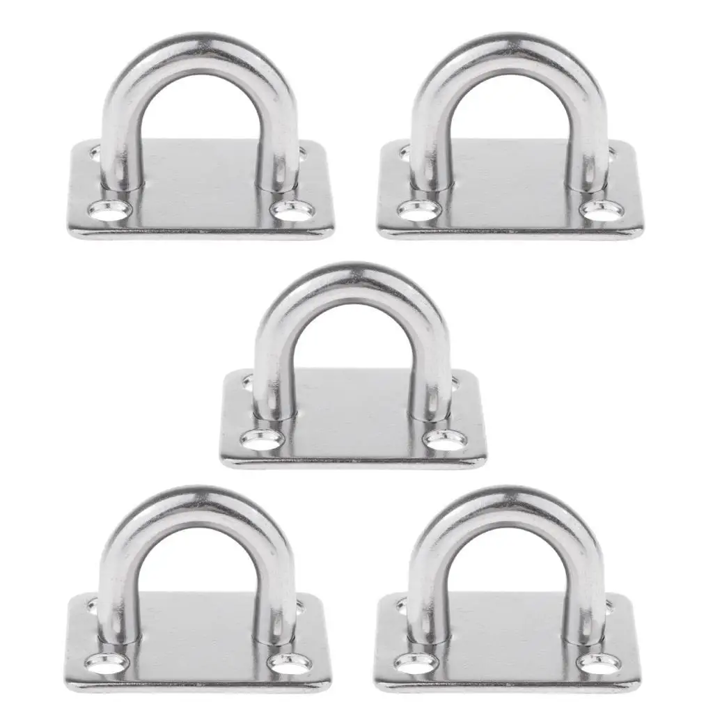 2-6pack 5pcs M6 Wall /Ceiling Hook Stainless Steel Pad Eye Plate Marine Boat