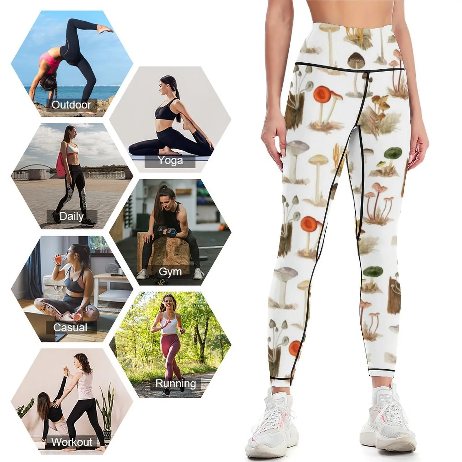 Dorothy Noble Mushroom Pattern Leggings Golf wear Women's push up Leginsy push up Womens Leggings