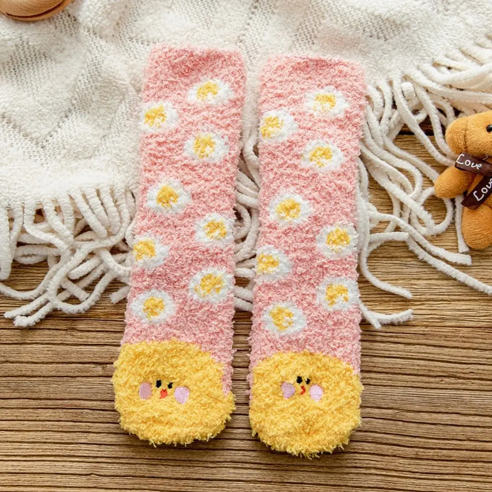 Animal Pattern Indoor Thermal Socks Autumn Winter Non-Slip Home Sleeping Socks Mid Tube Socks Kids Socks Apparel Accessories