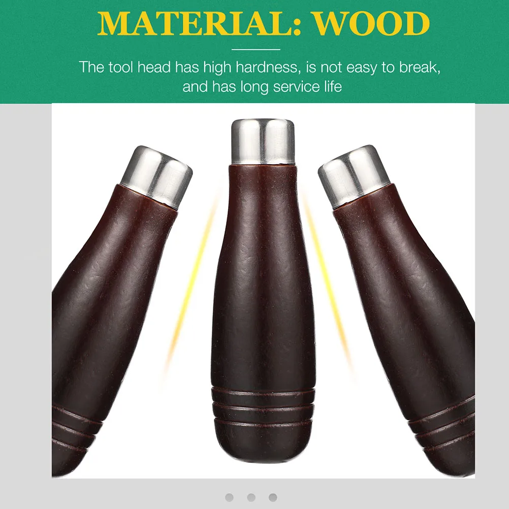 

6Pcs Wooden Handle File Replacement Non Slip Polished Grip Compatible for Metal Wood Files Filing Accessories Tool Parts