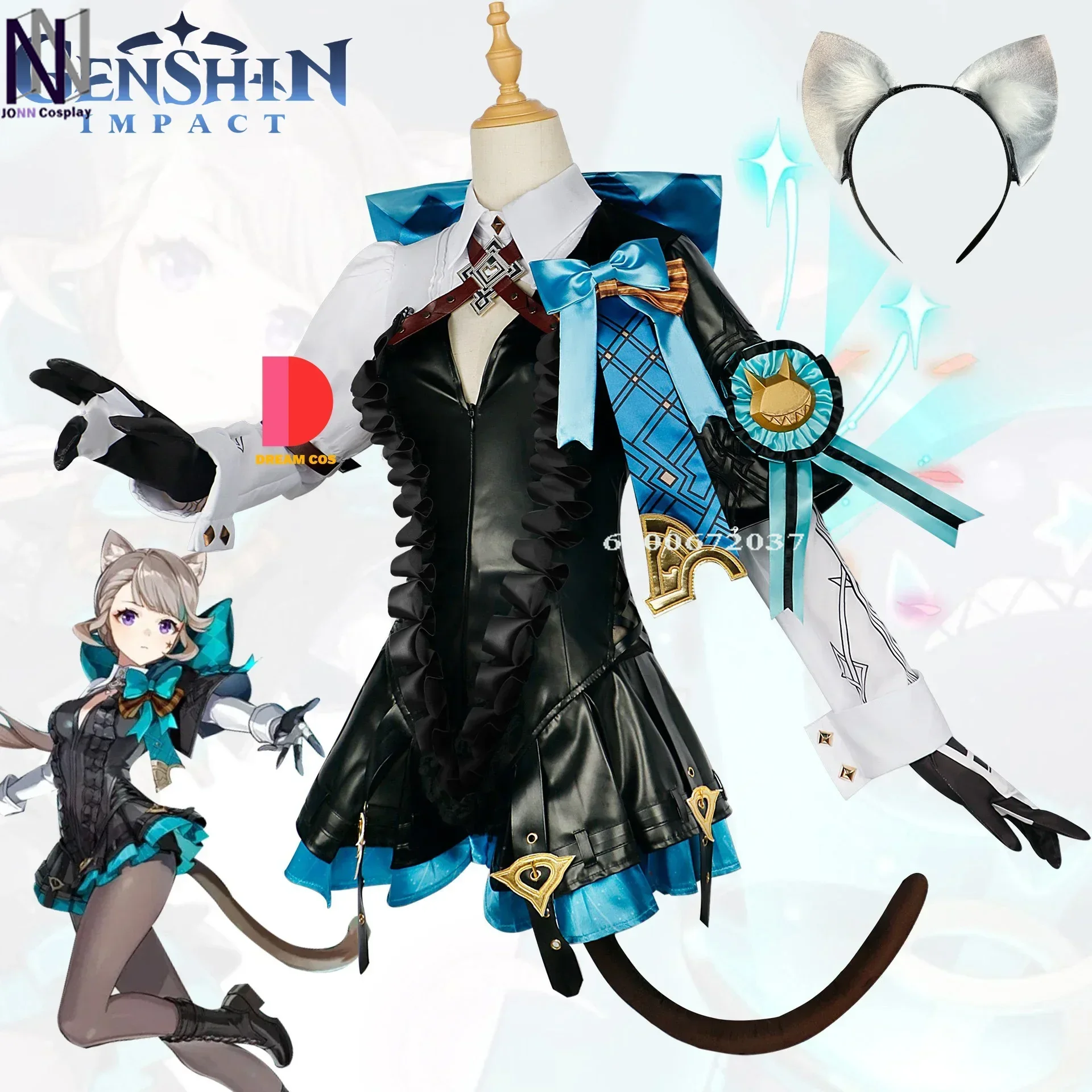 

Genshin Impact Game Lynette Cosplay Costume Fontaine Twin Outfit High Quality Halloween Anime Roleplay Full Set for Fans Party