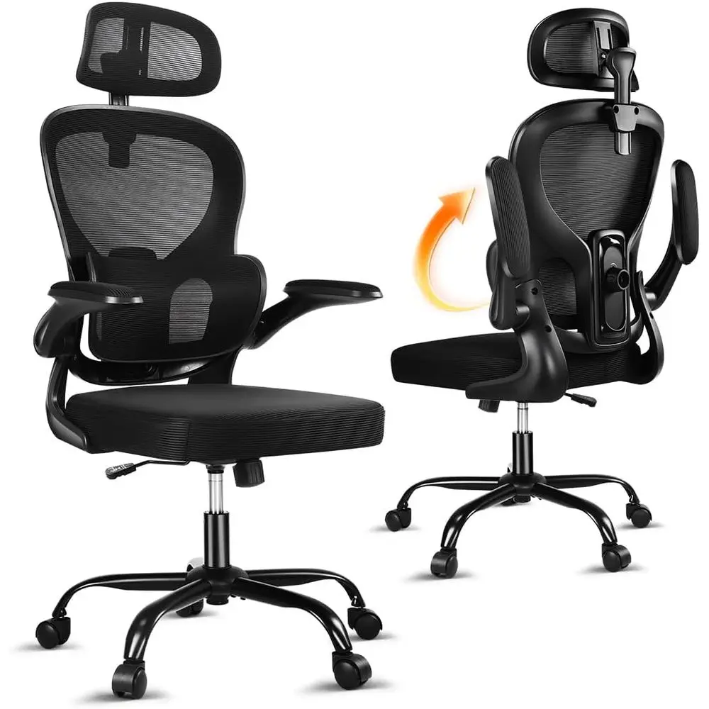 Silla de Oficina Ergonómica, Silla de Oficina con Ruedas para Computadora, Silla de Oficina de Malla Transpirable para Juegos, con Soporte Lumbar Ajustable, Soporta hasta 180 kg