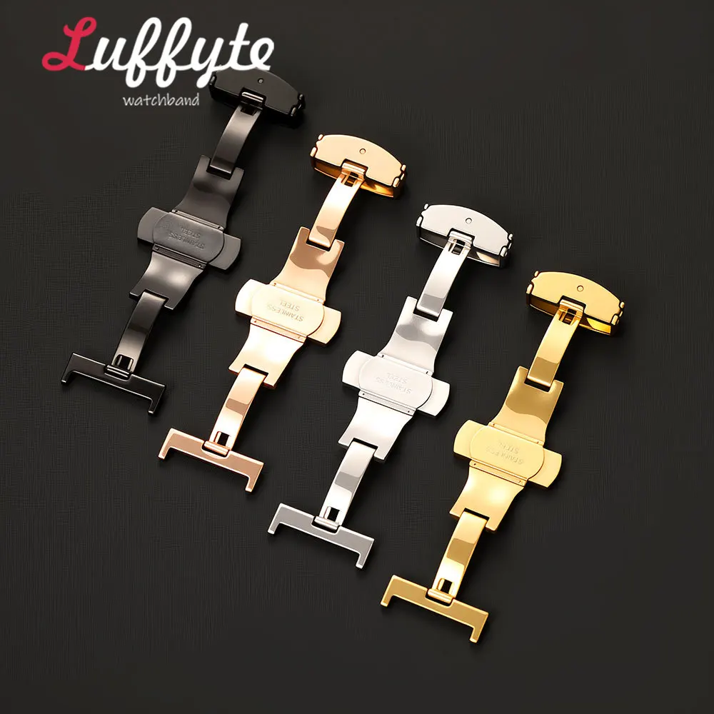 16mm 18mm 20mm 22mm Stainless Steel Strap Buckles Butterfly Buckle Polished Watchbands Clasp Accessories