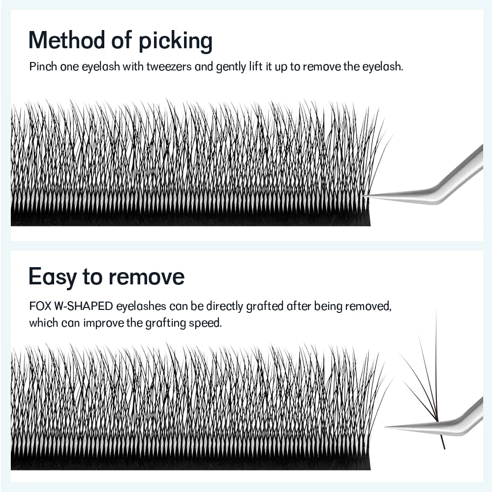 Extensiones de pestañas NATUHANA Fox 4D en forma de W, pestañas postizas de visón sintético Natural negro mate, pestañas prefabricadas con volumen para abanicos