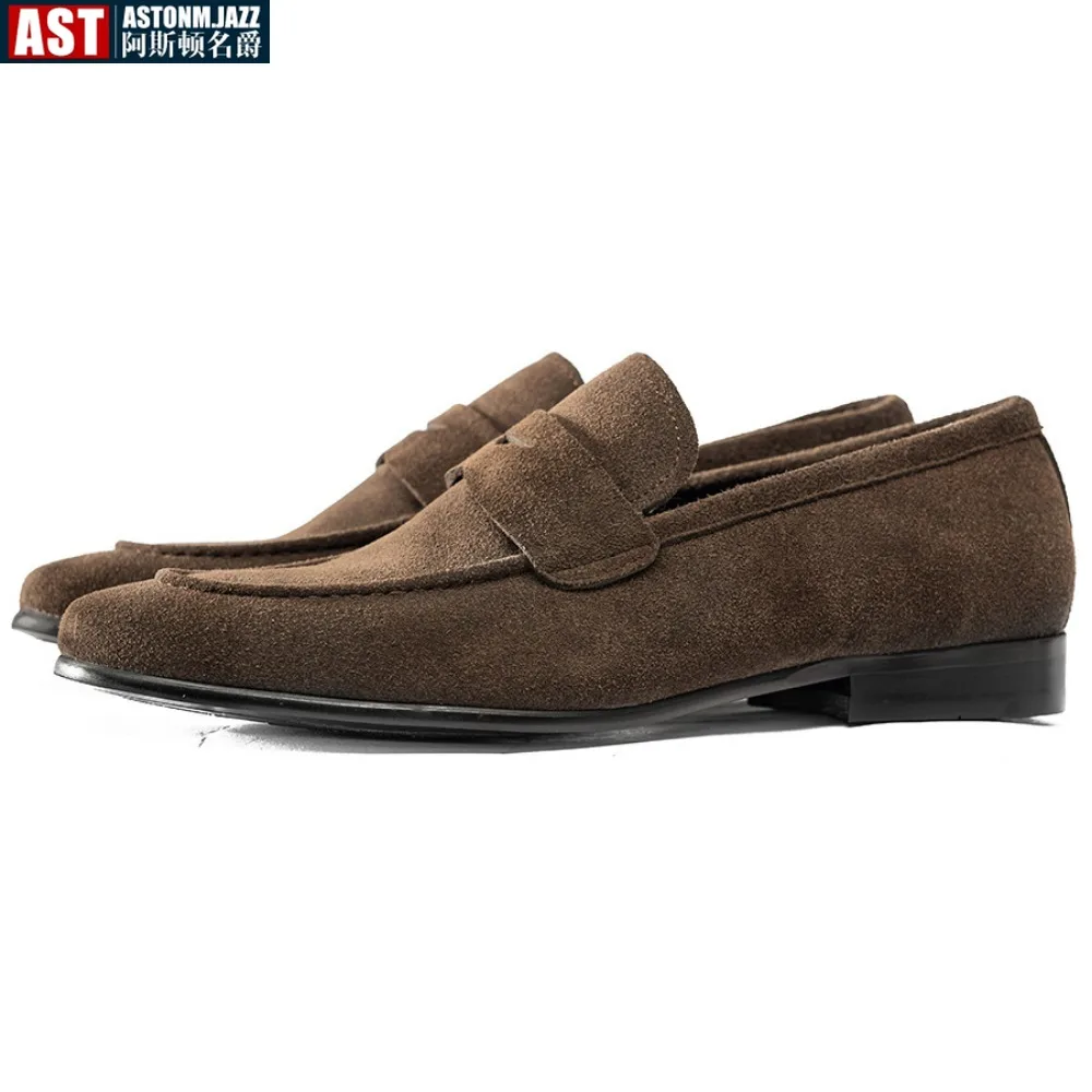 Social Suede Driving Shoes Genuine Leather Men Casual Shoes Luxury Brand Soft Men Loafers Moccasins Slip on Leisure Walking Shoe