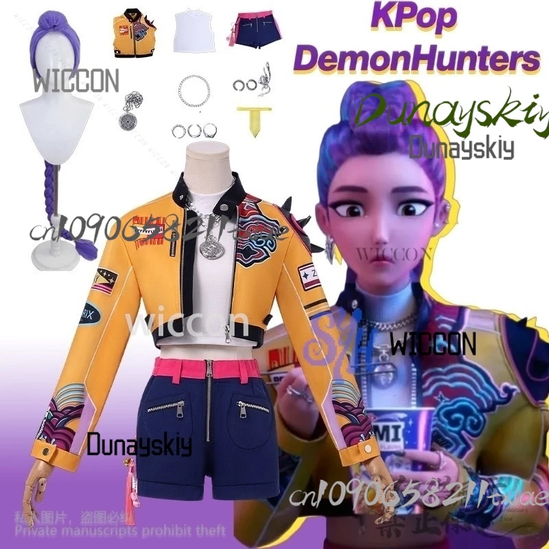 

Huntrix KPop Demon Hunters Rumi Kpop Idol Stage Costume Embroidered Decorative Stickers Fashion Jacket Halloween Party