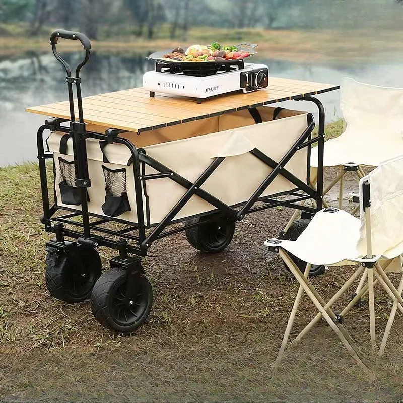 Folding Cart Portable Foldable Picnic Wheel Dual Use Car and Desk Natural Hiking Organize and Store Vehicles Setting Shopping