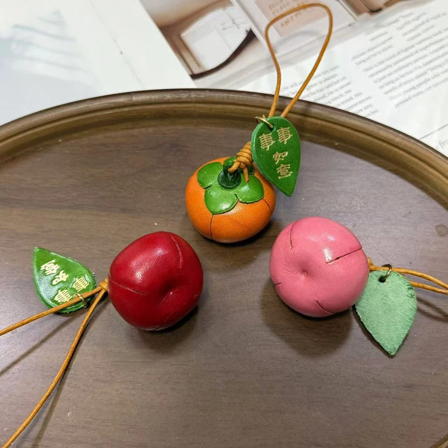 Persimmon Charm Cow Leather Fashion High-end Tomato Keychain Decoration Pendant Good Things Come To Pair Lxury Bag Accessories