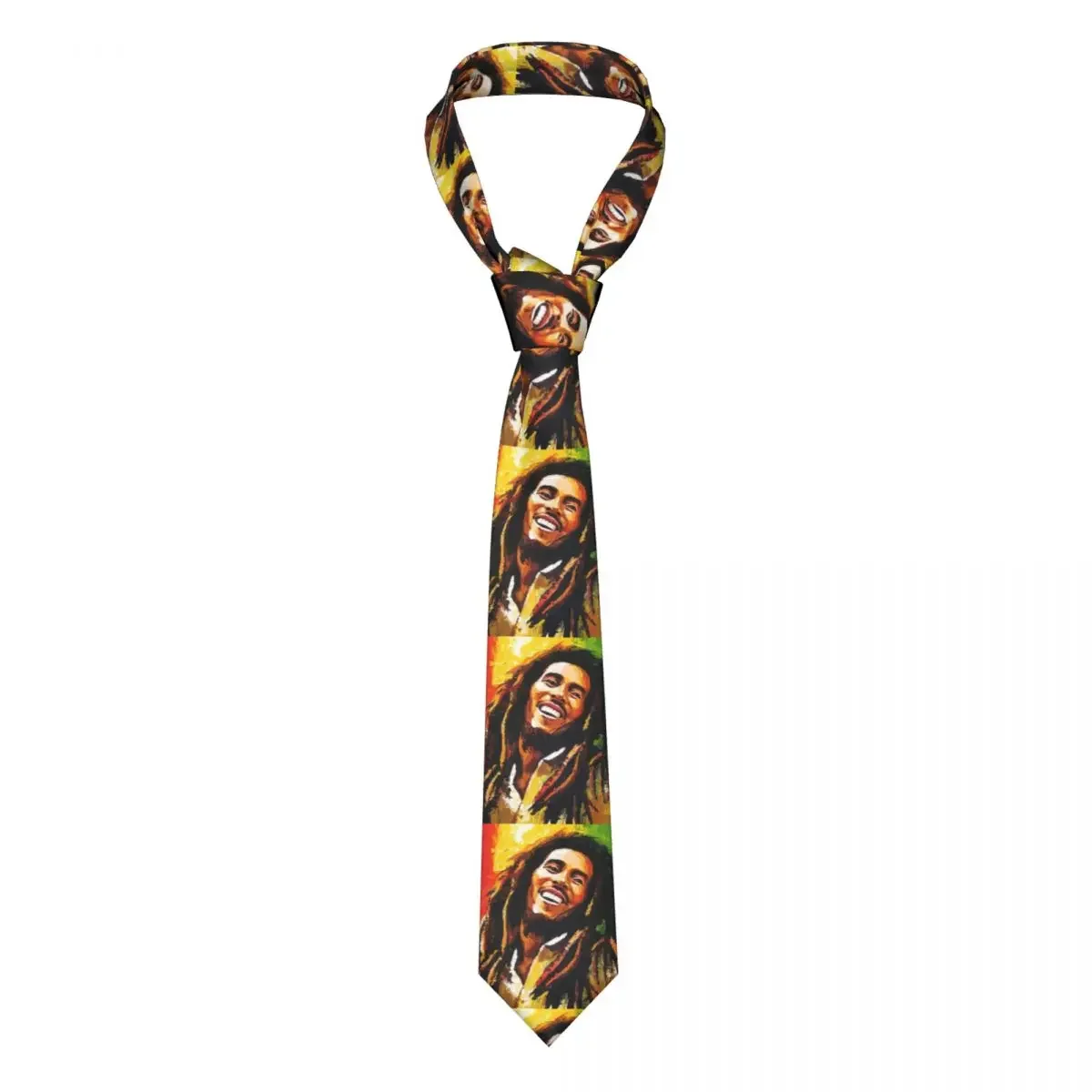 Jamaica Reggae Rock Bob Marley Neck Tie for Men Fashion Silk Party Necktie