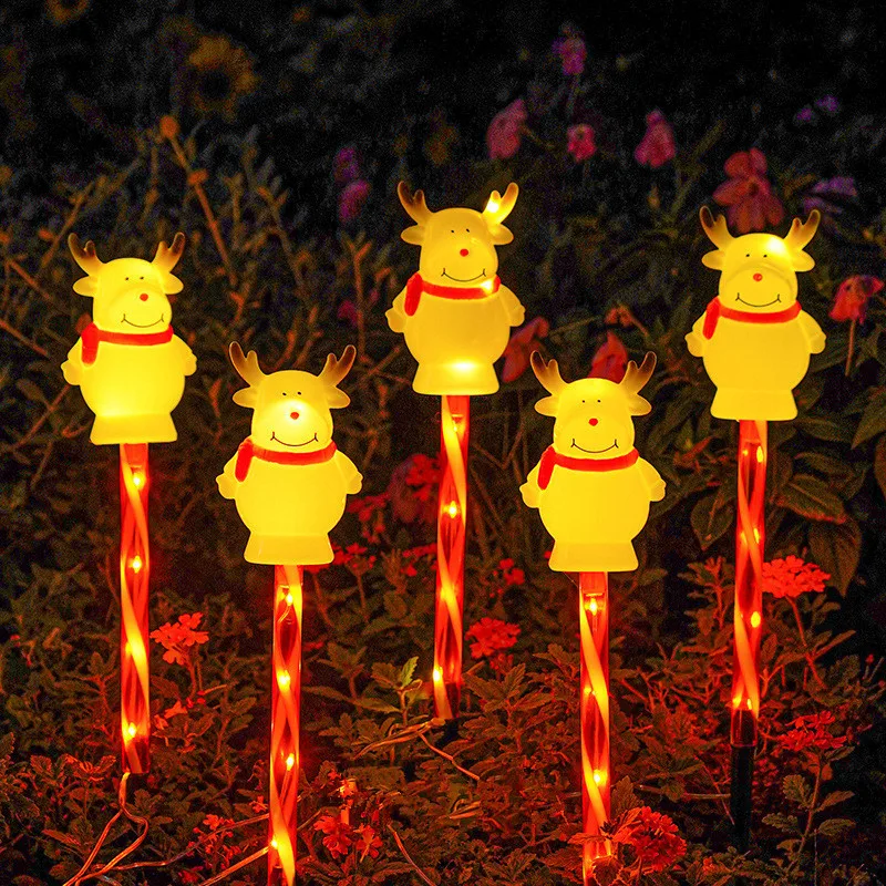 

5 шт./компл., рождественские огни с оленями, садовые фонари на солнечной энергии для патио, кемпинга, рождественской вечеринки, украшения