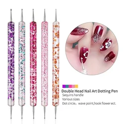 LULAA Acrylic Art Crystal Dotting Tools Professional Nail Brushes Set Pen Heads Point Drill Pens DIY Nail Art Tool