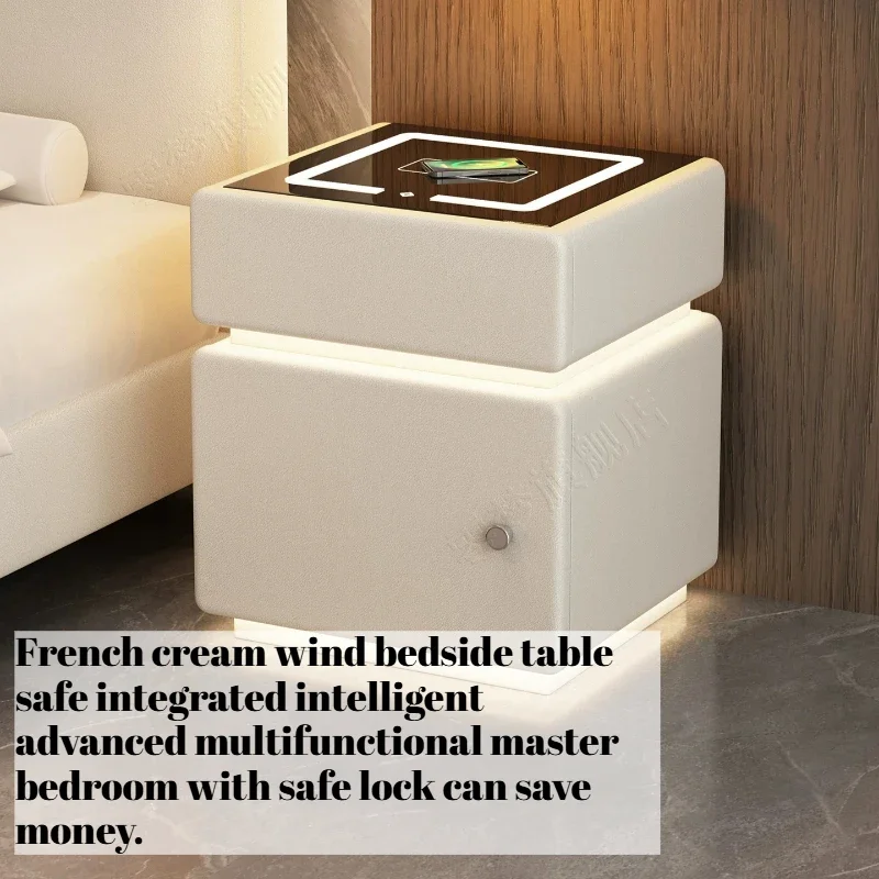 Modern Lit Side Table Secret Hidden White Bedroom Night Stand Storage Living Room Mesa De Noche Dormitorio Furniture Luxury