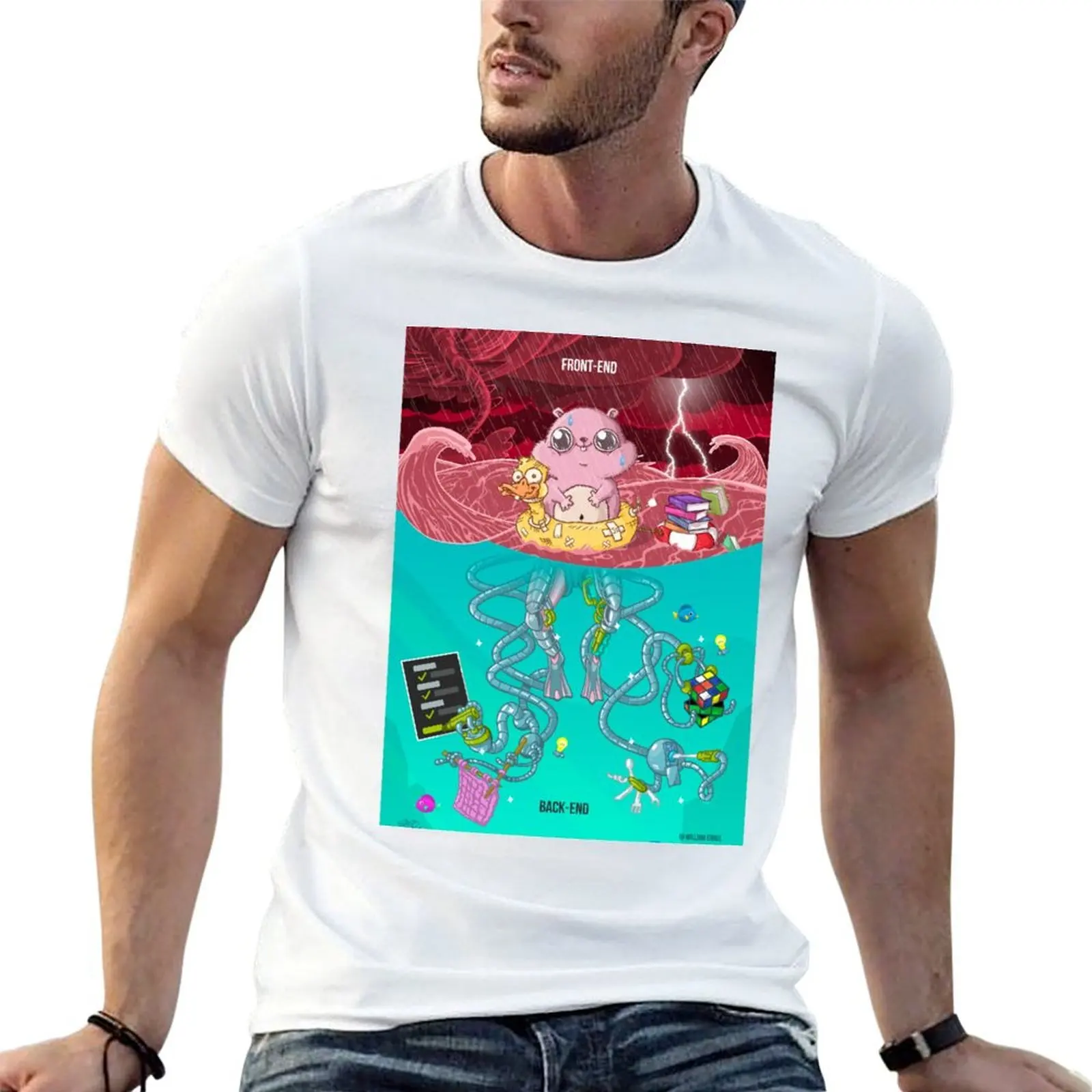 BackEnd VS FrontEnd T-Shirt quick drying designer shirts plus size men clothing