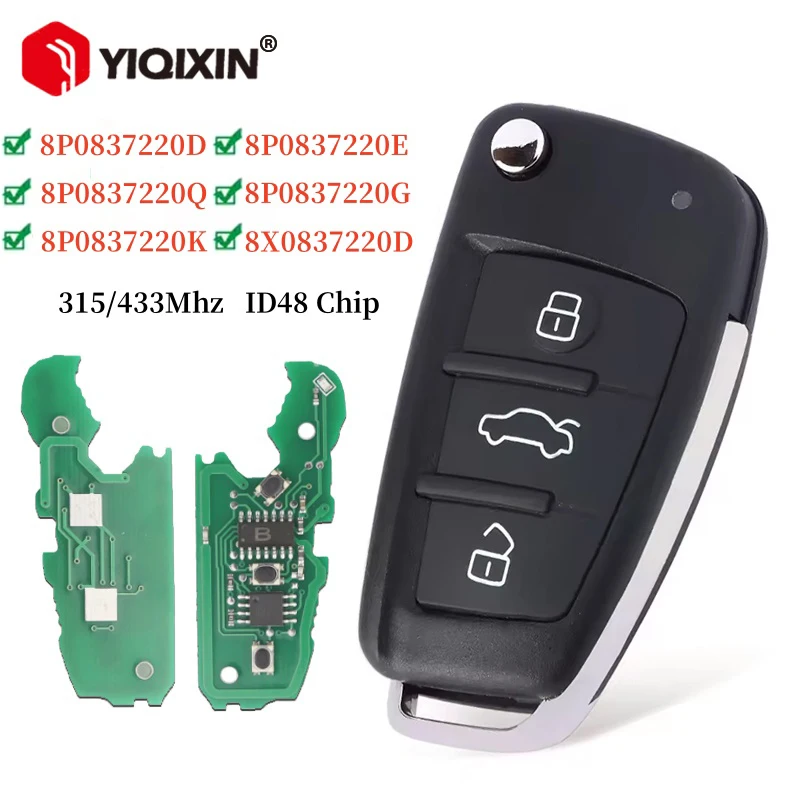 

Remote Car Key For Audi Q7 A1 A3 A6 B7 Q3 TT A2 A8 A6L A4 S3 S5 C5 C6 B6 A4L A5 Q5 RS S1 2004-2015 ID44 Chip 433Mhz 8P0837220D Q