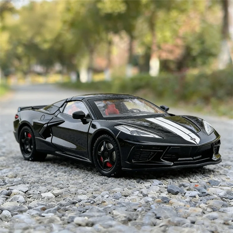 

1:24 Corvette C8 R Alloy Sports Car Model Diecast Metal Simulation Track Racing Vehicles Car Model Sound and Light Kids Toy Gift