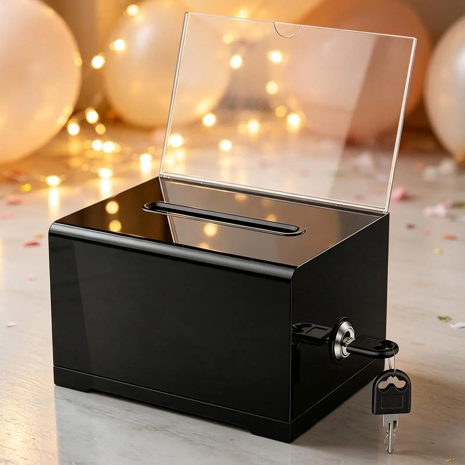 Donation Box With Lock and Sign Holder Suggestion Box Solid Acrylic Donation Box Durable Piggy Bank Charity