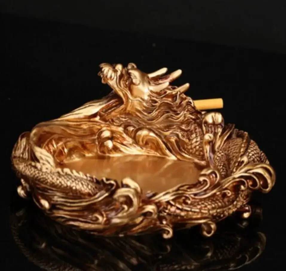 

Copper Statue Creative Personality Large Retro Carving Dragon Ashtray Living Room Office High Grade Bar Ashtray Accessories