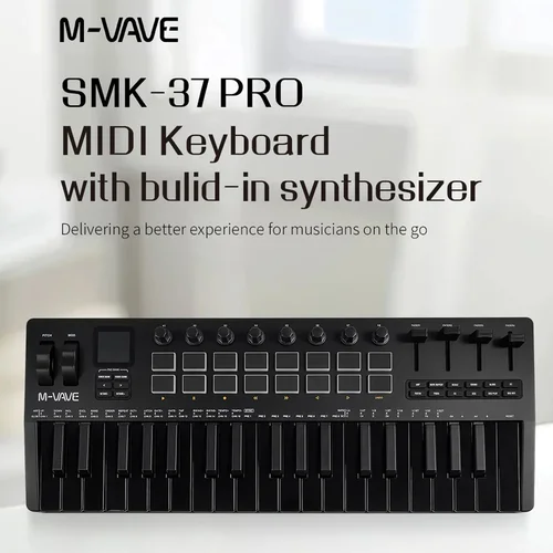 Imagen 2 del producto M-VAVE SMK-37 PRO Controlador MIDI de 37 teclas con motor de sintetizador incorporado |   8 perillas + 64 almohadillas RGB para creación musical