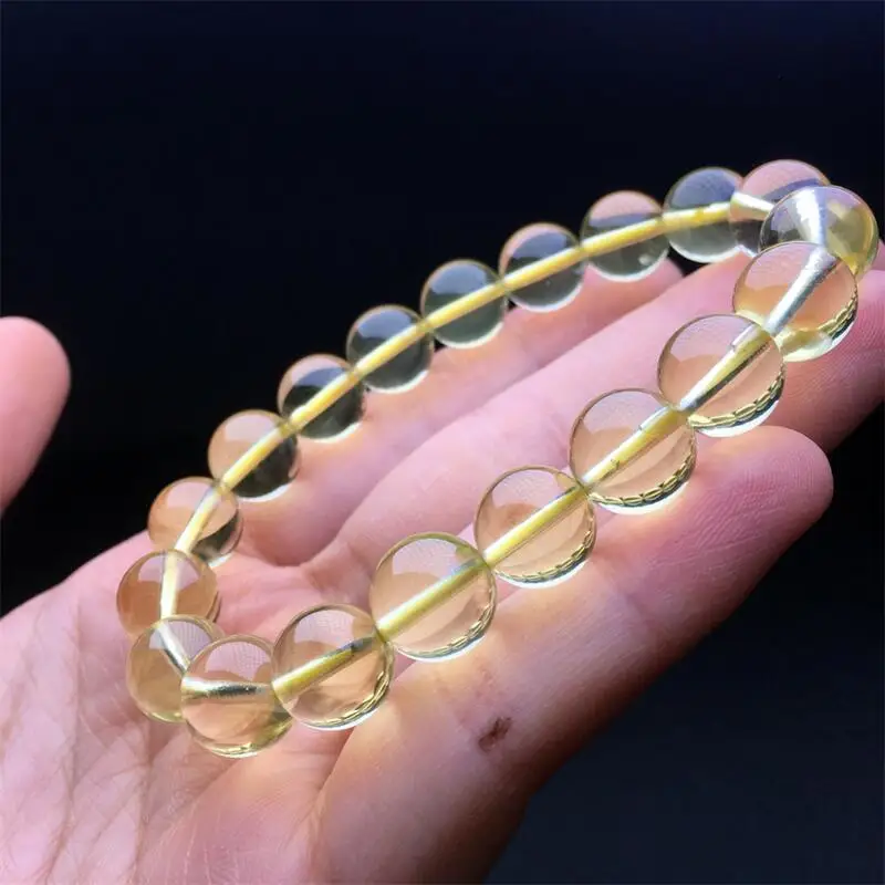 12MM Natural Lemon Citrine Bracelet Strand Healing Fashion Reiki Clear Stone Energy Jewelry For Christmas Gift 1PCS