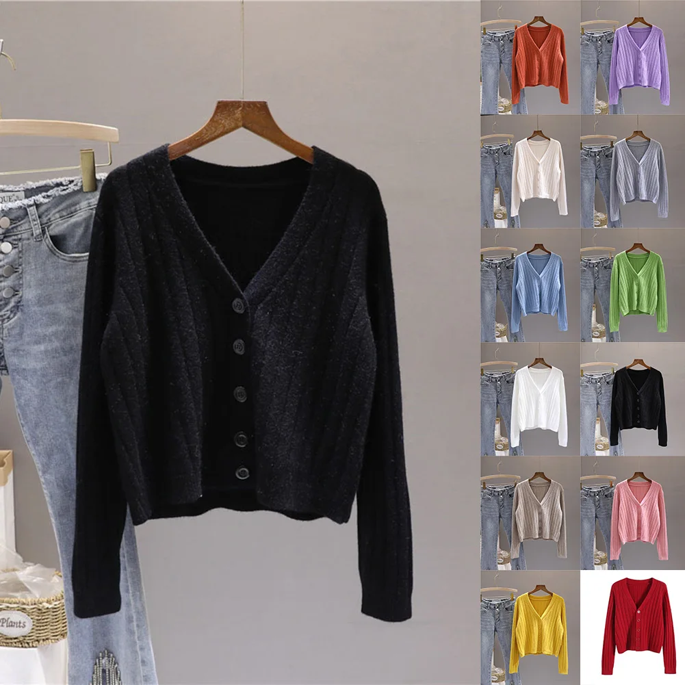 Autumn Wear Spring Fashion Winter V Neck Cardigan Casual V Neck Sweater For Women Winter Tops Long Sleeve Tops