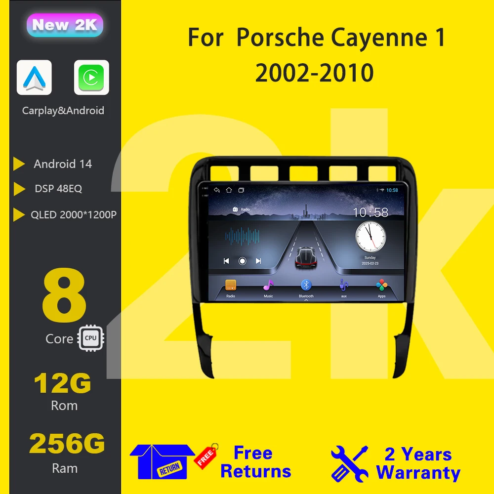 

Android 14 For Porsche Cayenne 1 2002-2010 Carplay Multimedia Player IPS LED 8 CORE 2 DIN GPS Player Android 14