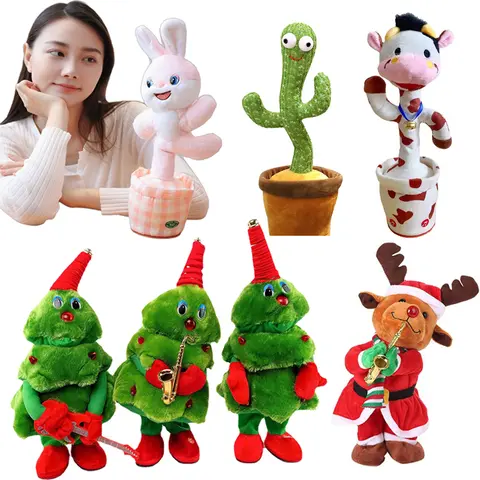 Christmas Tree Electric Plush Toys Funny Singing Dancing Music Xmas Tree Plush Doll Toys for Kids Girls Boys Navidad Noel Decor