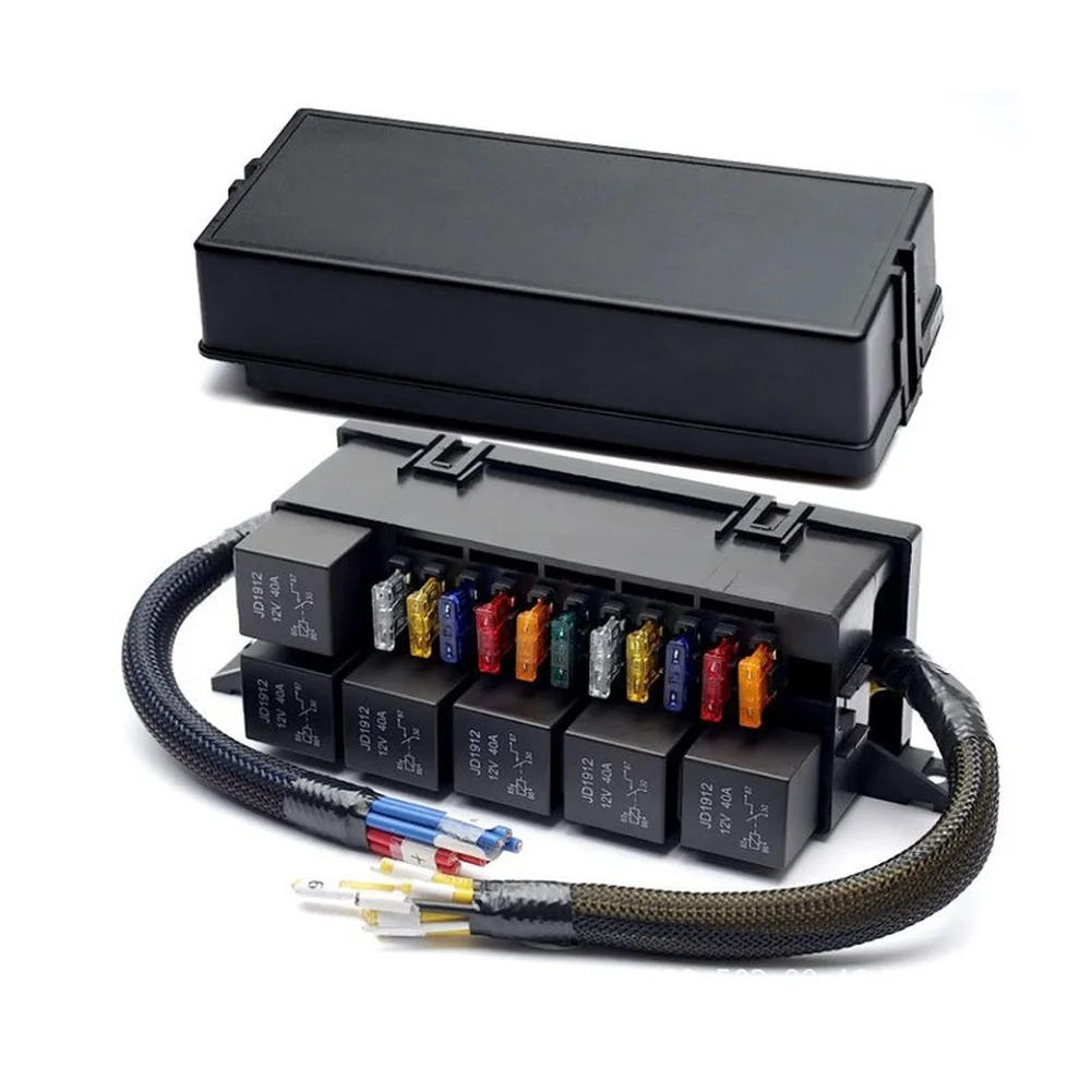 Car Electrical Fuse Box 11 Circuit with 6 Relays for Reliable Power Distribution in Various Automotive Applications