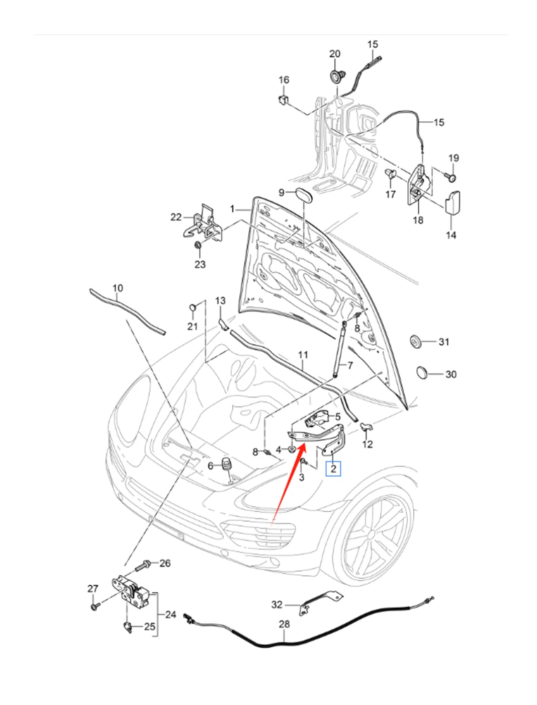 Oe 95851130110 95851130210 Kap Scharnier Hoge Kwaliteit Auto-Onderdelen Voor Porsche 92a Porsche Cayenne 2015-2018