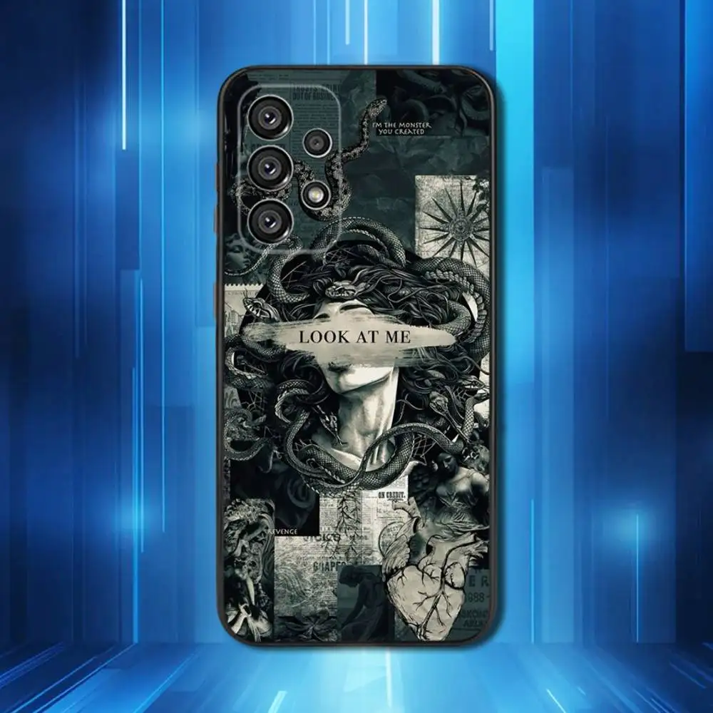 الأساطير اليونانية الفن ميدوسا لسامسونج غالاكسي A53,31,52,72,41,22,73,32,71,Note,J7,8,9,5G لينة الأسود سيليكون جراب هاتف