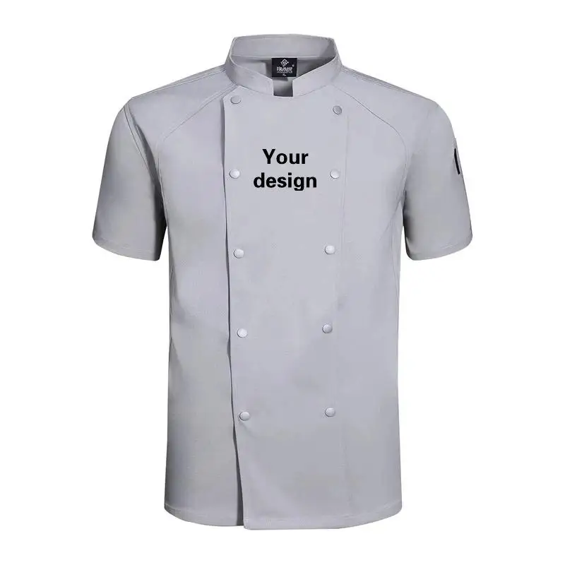 

Мужская рабочая куртка для поваров с индивидуальным принтом логотипа, униформа для кухни отеля, короткий рукав, для выпечки, для кофейни