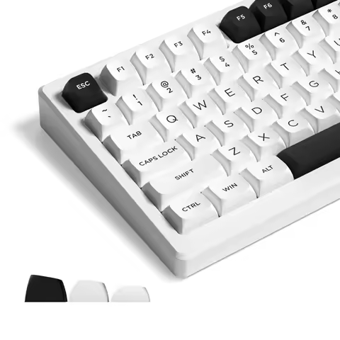 189 Key White White Black ISA Profile PBT Keycap Custom Doubleshot Key Cap for Cherry MX Switches 75% Mechanical Gaming Keyboard