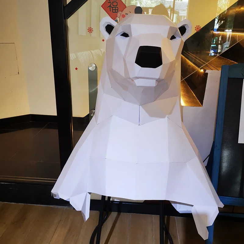 100cm standing polar bear 3D Animal Sculpture polar bear Papercraft bedroom Living Room handmade DIY Geometric origami model