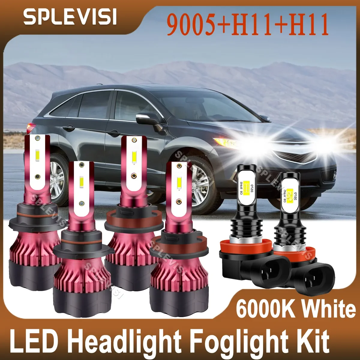 LED Headlight 9005 H11 Hi Low Beam Foglamp H11 6000K White Kit For Acura RDX ILX 2013 2014 2015 Upgrade CSP Chips 48000LM 9-36V