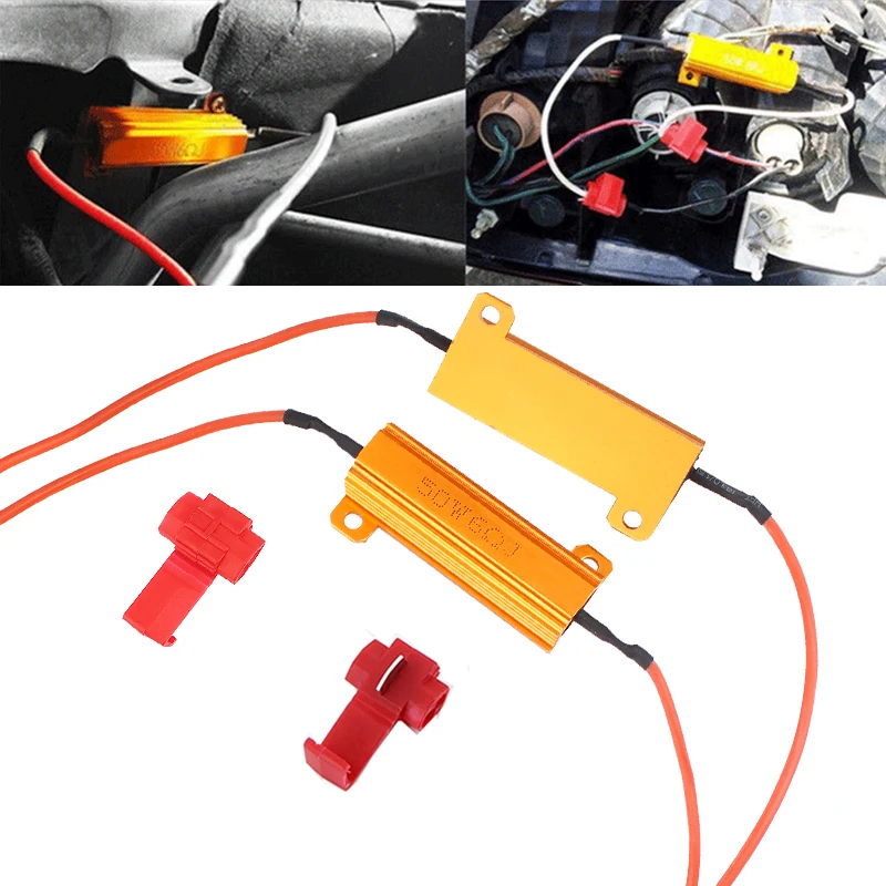 Resistencia de carga de 2 uds para LED 50W 6 ohm 25W 8 ohm resistencia bobinada resistencias de potencia de carcasa de aluminio, para lámpara de señal de giro de coche