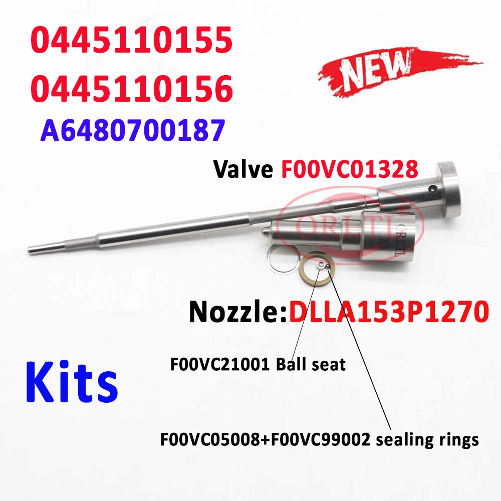 6480700187 0445110155 0445110156 Fuel Diesel Injector DLLA153P1270 Nozzle DLLA 153 P 1270 Valve F00VC01328  Kits A 648 070 0187