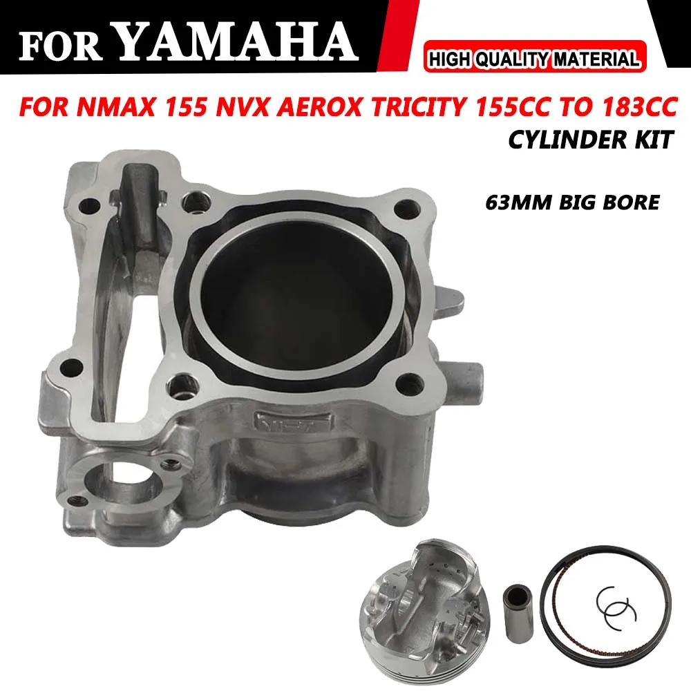 Motorcycle 63mm Engine Part Cylinder Big Bore Kit 155CC to 183CC Motor for Yamaha NMAX N Max 155 Aerox155 Aerox TRICITY R15 NVX