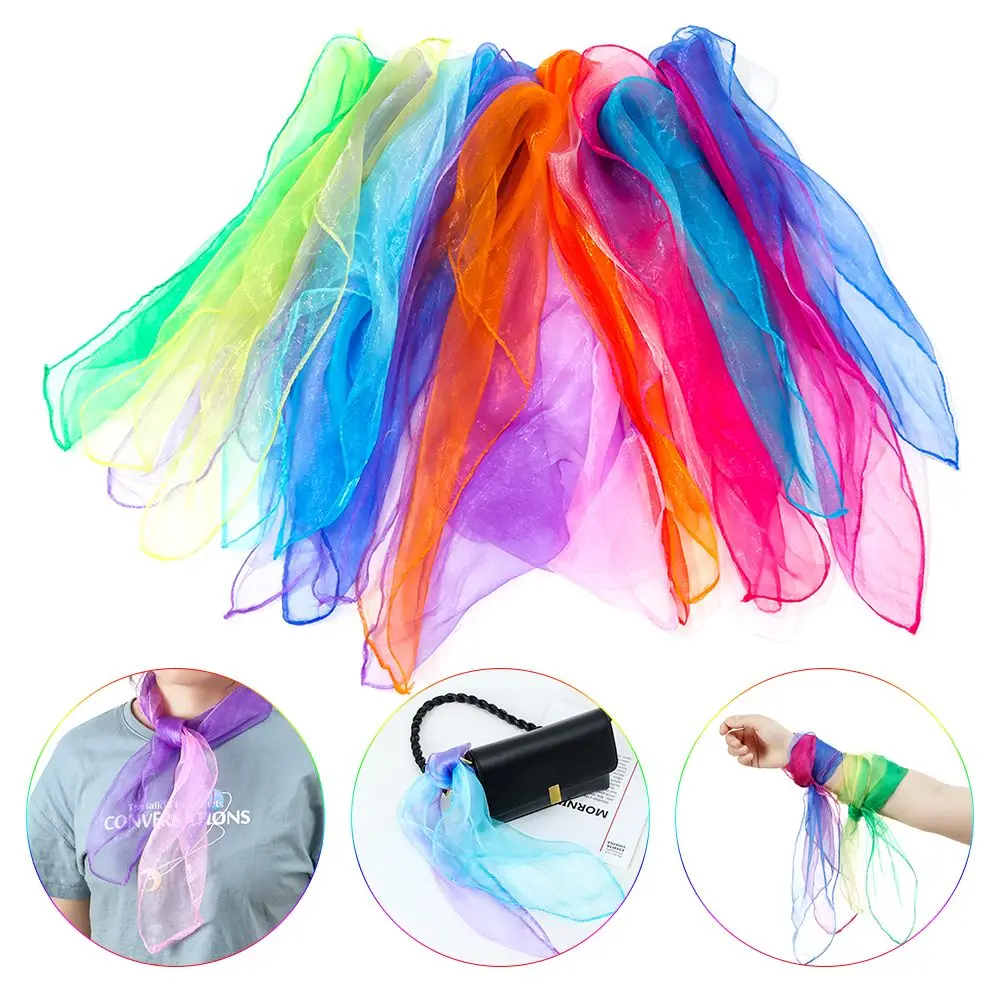 Music Scarves Juggling Performance Props Square Silk Scarf Gradient Color Scarf Gradient Color Dancing Scarf Dance Scarfs