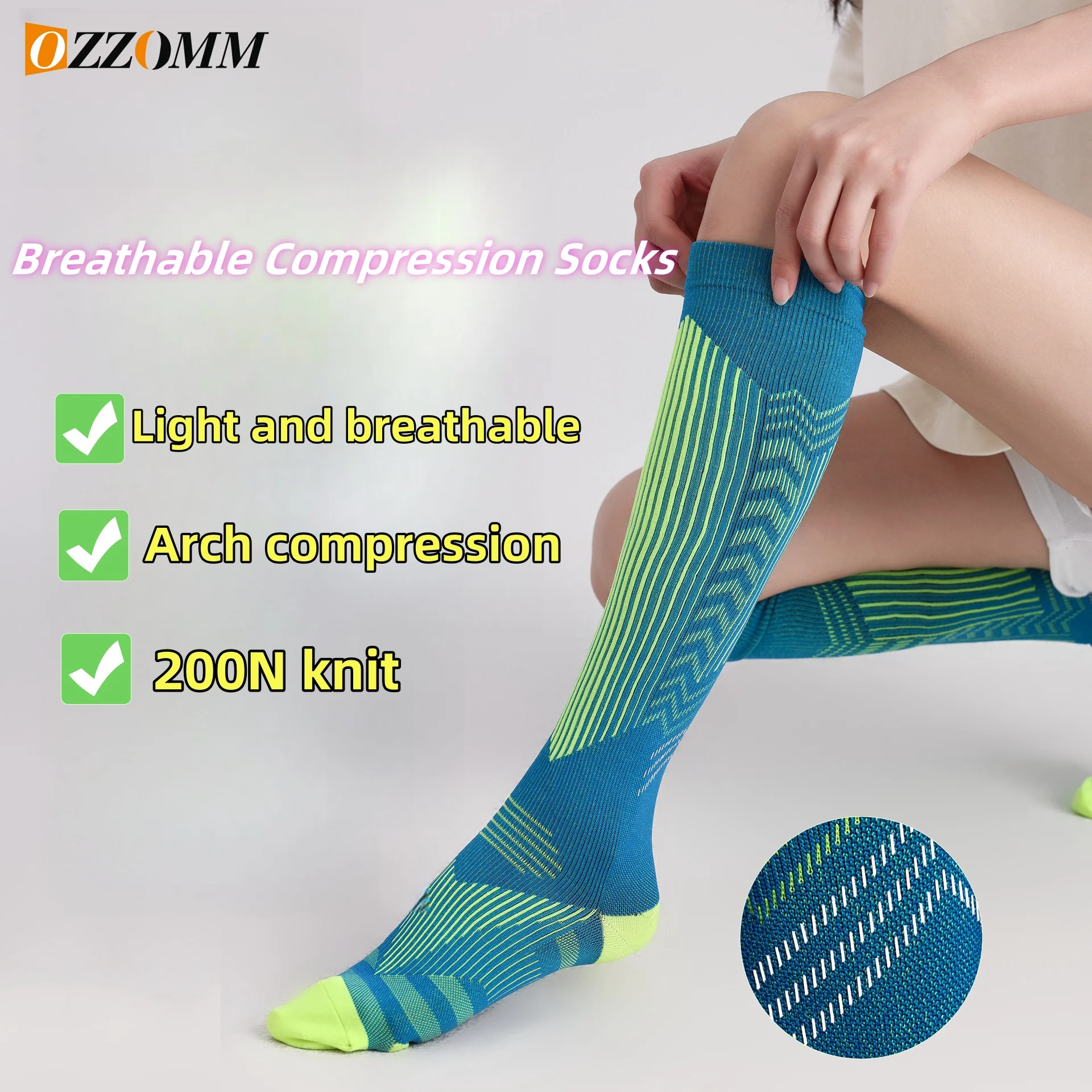 1Pair Breathable Compression Socks, 15-20 mmHg is Best Athletic for Men & Women Running Flight Travel Nurses Pregnant Hiking