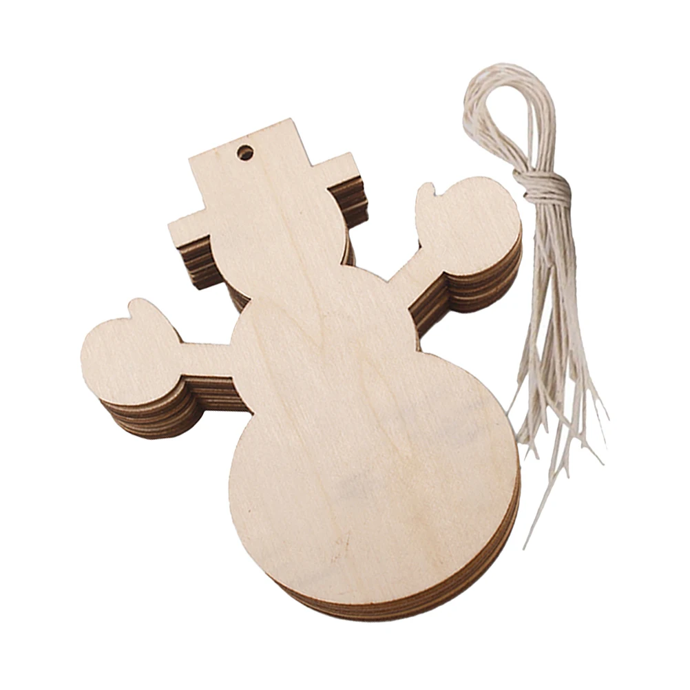 

20Pcs Xmas Tree Hanging Wooden Pendants Snowman Design Rustic Christmas Ornament DIY Decoration Natural Wood Slice Gift