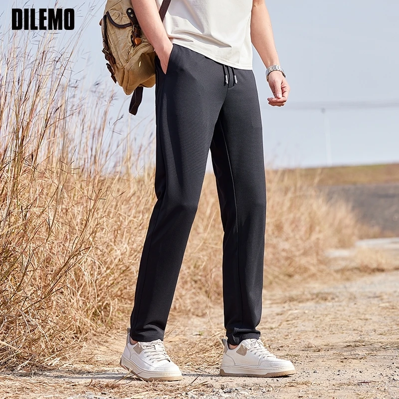 

Top Quality New Brand Casual Fashion Strappy Sweatpants Elastic Track Pants Straight Trousers Relax Fit Mens Clothes 2025
