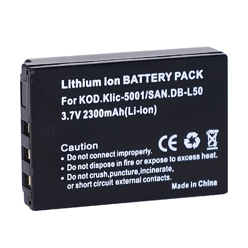 2300mAh KLIC-5001 DB-L50 كاميرا بطارية قابلة للشحن ل كوداك Easyshare P712 P850 P880 Z730 Z760 Z7590 DX6490 DX7440 DX7590