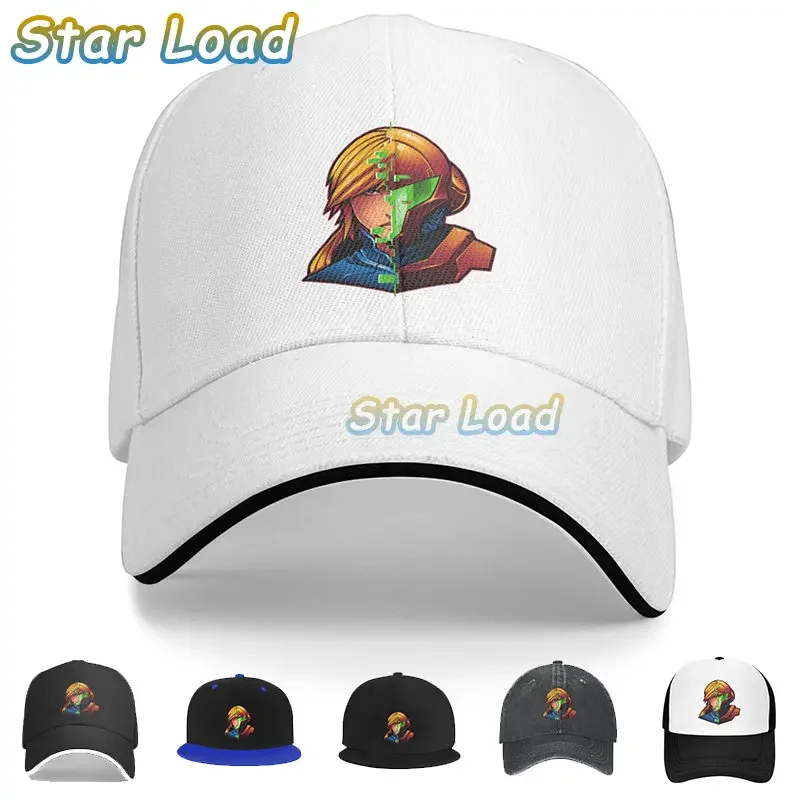 Fashion Cool Baseball Caps Trucker Hats Cowboy Peaked Cap Supre Metroid Logo Samus Action Game Sun Shade Hats for Game Lover