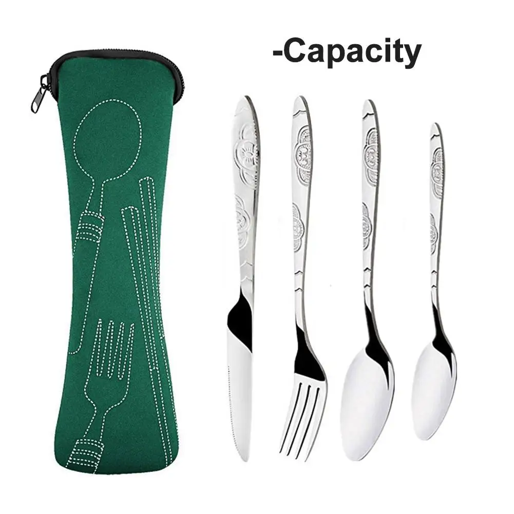 Picnic Set Tableware Washable with Zipper Travel Cutlery Kit Case Portable Pouch for Dinner Household Tool Travel Camping Spoon view 5